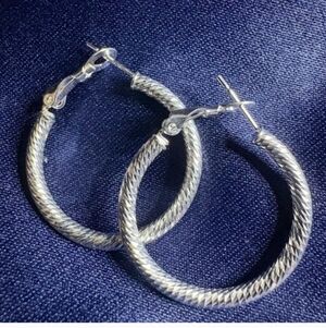 Sterling Silver Twisted Hoop Lever Back Earrings